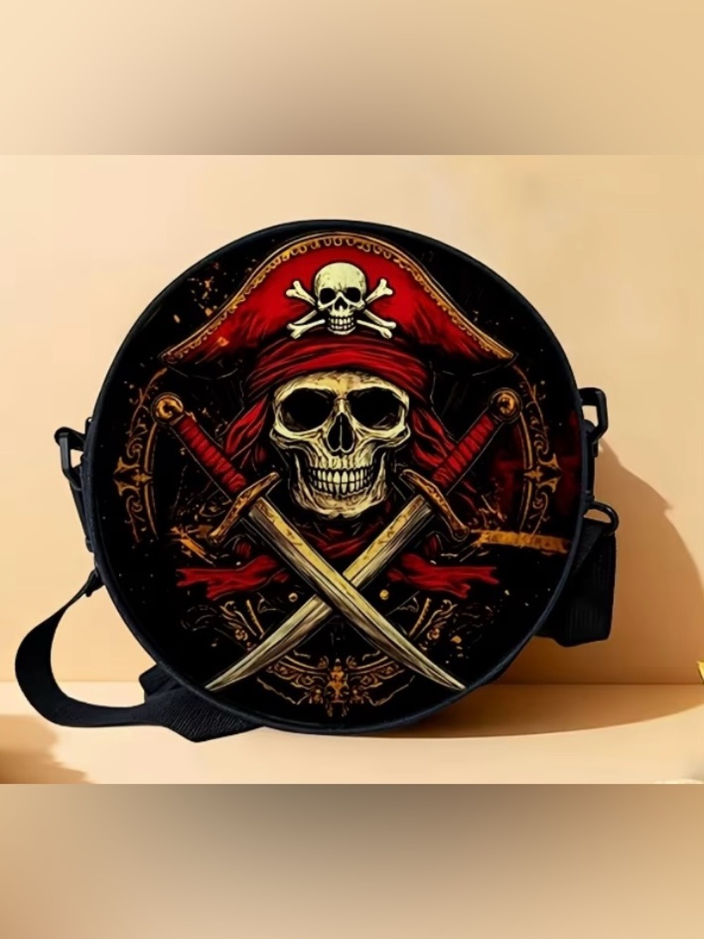 Pirate Skull Round Crossbody Bag
